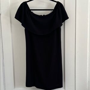 Charles Henry Off-Shoulder Black Mini Dress